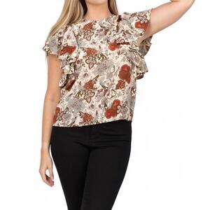 NEW ULLA JOHNSON lena flutter sleeve blouse in winter garden